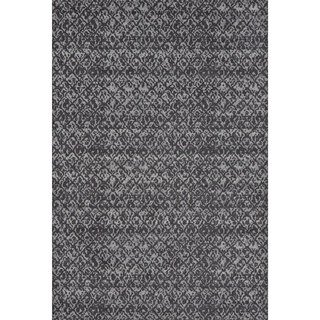 Grand Bazaar Power Loomed Wool & Viscose Guilia Rug in Black / Dark Gray 7'-10" x 11'