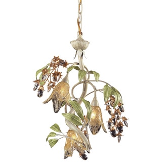 Huraco 3-light Amber Glass and Crystal Floral Chandelier
