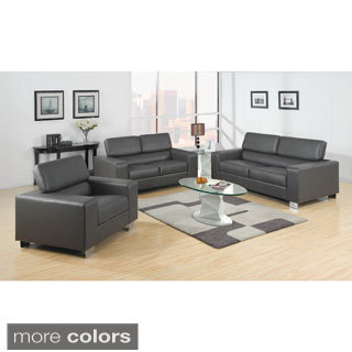 Furniture of America Mazri 3-piece Bonded Leather Sofa Set