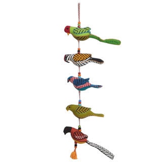 Sitara Hand-sewn Five Birds Hanging Ornament (India)