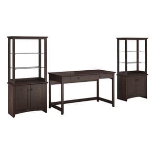 Buena Vista Writing Desk with Two 2-door Tall Library Storage Pieces