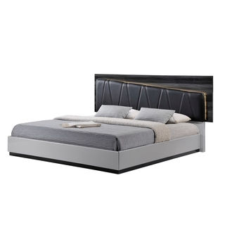 Lexi Silver Line and Zebra Grey Queen Bed
