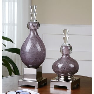 Uttermost Charoite 2-piece Purple Glass Bottle Set
