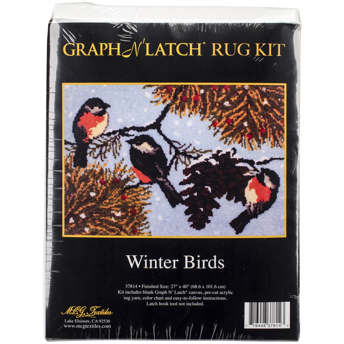 Latch Hook Kit 40"X27"-Winter Birds