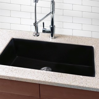 Highpoint Collection Granite Composite 33-inch Single Bowl Black Undermount Kitchen Sink