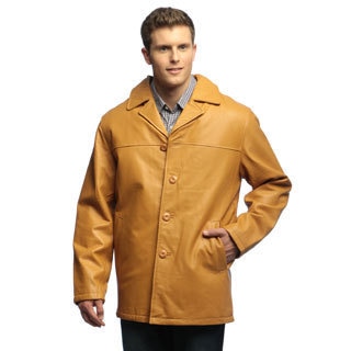 Men's Timber Leather Button-front Half-coat with Zip-out Liner