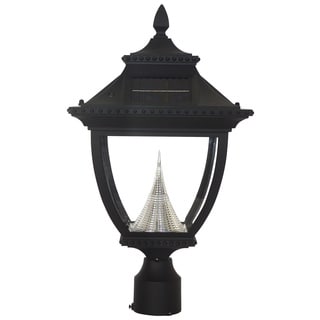 Gama Sonic GS-104F Pagoda Solar Light with 8 Bright-White LEDs, 3-Inch Fitter for Post Mount, Black Finish