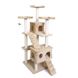 OxGord Beige 72-inch Cat Tree Tower Condo Scratching Furniture