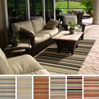 Hand-hooked Shailene Striped Casual Indoor/ Outdoor Area Rug (3' x 5')