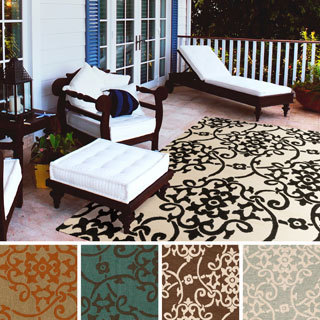 Hand-hooked Kiera Transitional Floral Indoor/ Outdoor Area Rug (2' x 3')