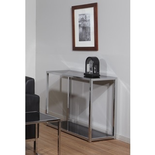 Ave Six Yield Chrome and Black Glass Foyer Table