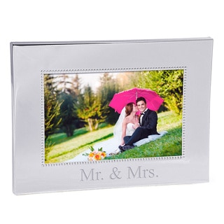 Mr. & Mrs. Beaded Silver 4x6 Picture Frame