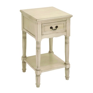 Wooden Off White Night Stand with Drawer and Shelf