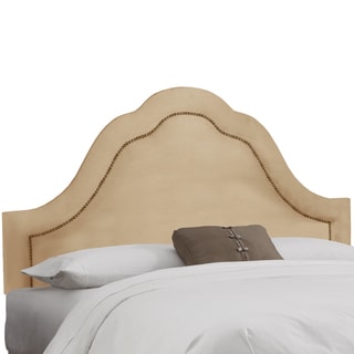 Skyline Furniture Inset Nail Button Headboard in Micro-Suede Oatmeal