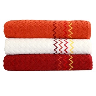 Luxury Embroidered Chevron Turkish Cotton Bath Towel (Set of 3)