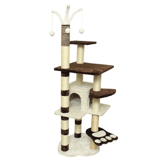Brown/ White 64-inch Tall Cat Tree Tower Condo