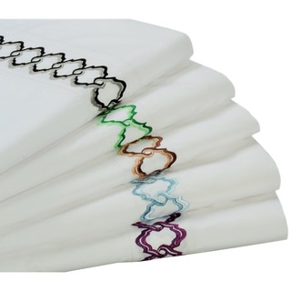 Embroidered Link Extra Deep Pocket Cotton Percale Sheet Set