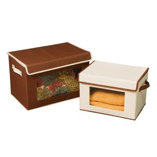 Seville Classics Canvas Storage Box Set with Window (2 Pack) - Brown/Cream