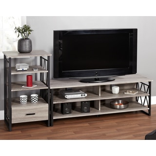 Simple Living Seneca 60-inch Black/ Grey 2-piece TV Stand and Pier Set