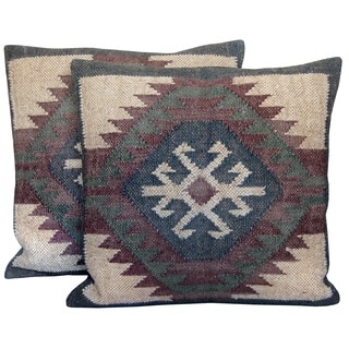 Handmade Herat Oriental Indo Kilim Throw Pillows (Set of Two)