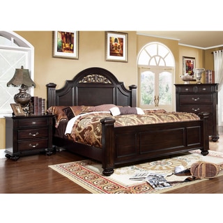 Furniture of America Grande 3-Piece Dark Walnut Bed Set