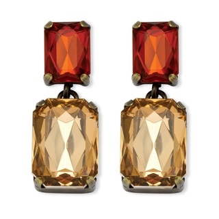 PalmBeach Champagne and Amber Crystal Drop Earrings in Antiqued Yellow Gold Tone Color Fun