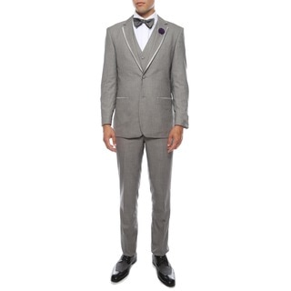 Ferrecci Mens Premium Slim Fit 3-piece Grey Tuxedo