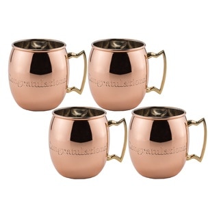 Old Dutch Solid Copper16 oz. Nickel Lined 'Congratulations!' Moscow Mule Mugs (Set of 4)