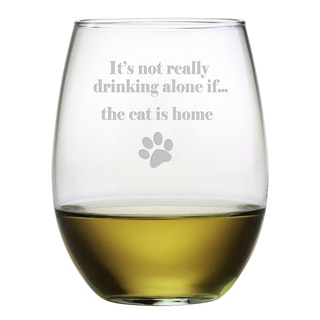 The Cat Is Home Stemless Wine Glasses (Set of 4)