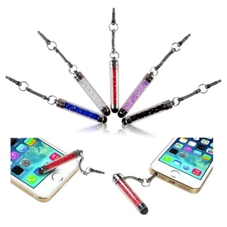 INSTEN Universal Crystal Mini Stylus with Dust Cap for Apple iPhone 4S/ 5S/ 6 (Pack of 5)