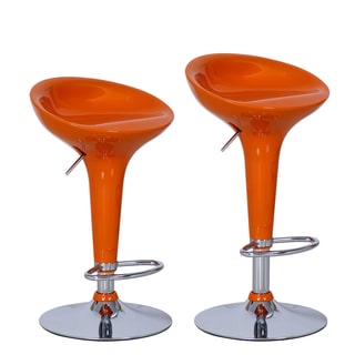 Adeco Orange Adjustable Chrome Barstools (Set of 2)