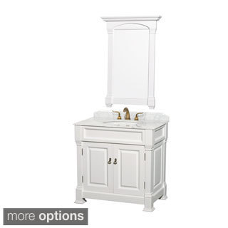 Wyndham Collection Andover Single 36-inch White Bathroom Vanity and Mirror