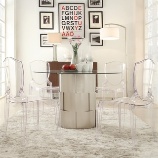 Elbridge Woven Drum Glass Dining Table by INSPIRE Q