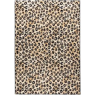 Well-woven Modern Leopard Animal Prints Black and Ivory Area Rug (5' x 7'2)