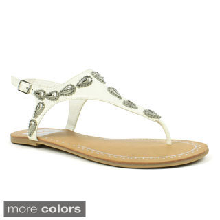 Fahrenheit Women's 'Morena-03' Embellished Flat Sandals