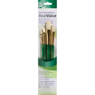 Real Value Brush Set Natural Bristle-Bright 2,4, Flat 6,8