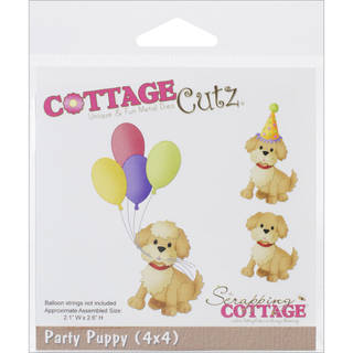 CottageCutz Die 4inX4in-Party Puppy