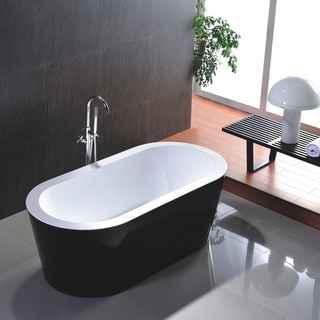 Freestanding 67-inch White and Black Acrylic Bathtub
