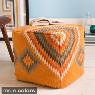 Hand-crafted 'Delia' Southwestern 18-inch Square Pouf