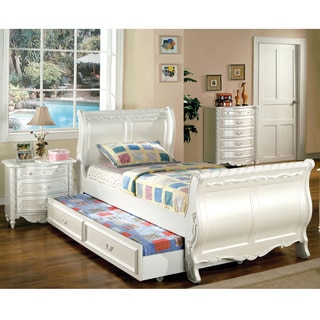 Furniture of America Mystical Reign Pearl White Sleigh Bed