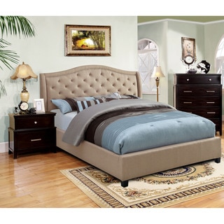 Furniture of America Therise Taupe Fabric Upholstered Bed