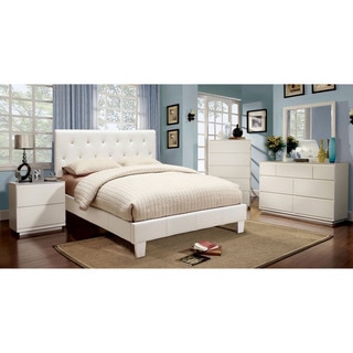 Furniture of America Mircella 4-piece White Leatherette Bedroom Set