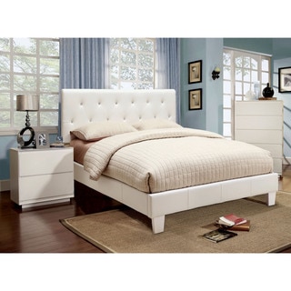 Furniture of America Mircella 2-piece White Leatherette Platform Bedroom Set