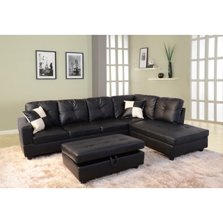 Delma 3-piece Faux Leather Right Chaise Sectional Set