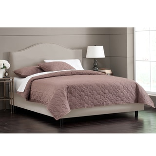 Skyline Furniture Nail Button Bed in Velvet Light Grey