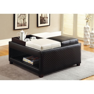 Furniture of America Manders Leatherette Storage Ottoman with Trays