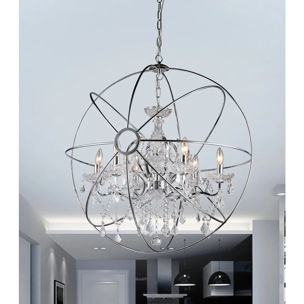 Saturn's Ring Chrome 32-inch Orb Chandelier