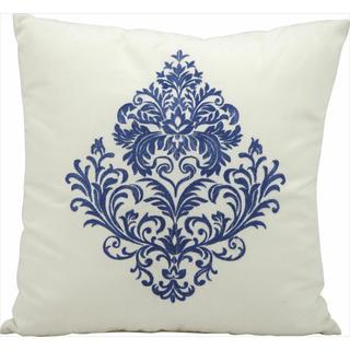 Mina Victory Indoor/Outdoor Blue Damask Ivory Throw Pillow (18-inch x 18-inch) by Nourison