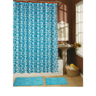 Sweet Grass Collection 15-piece Shower Curtain with Hooks and Bath Rug Set