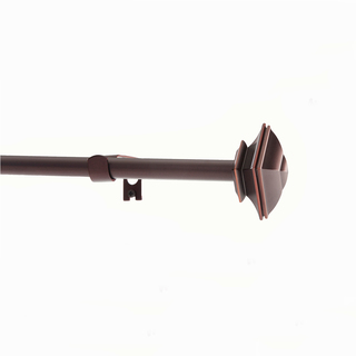 Oil Rubbed Bronze Adjustable Curtain Rod Set with Square Finial
